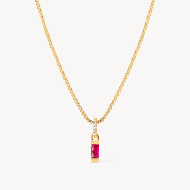 July Gold Birthstone Baguette Necklace