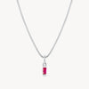 July Silver Birthstone Baguette Necklace