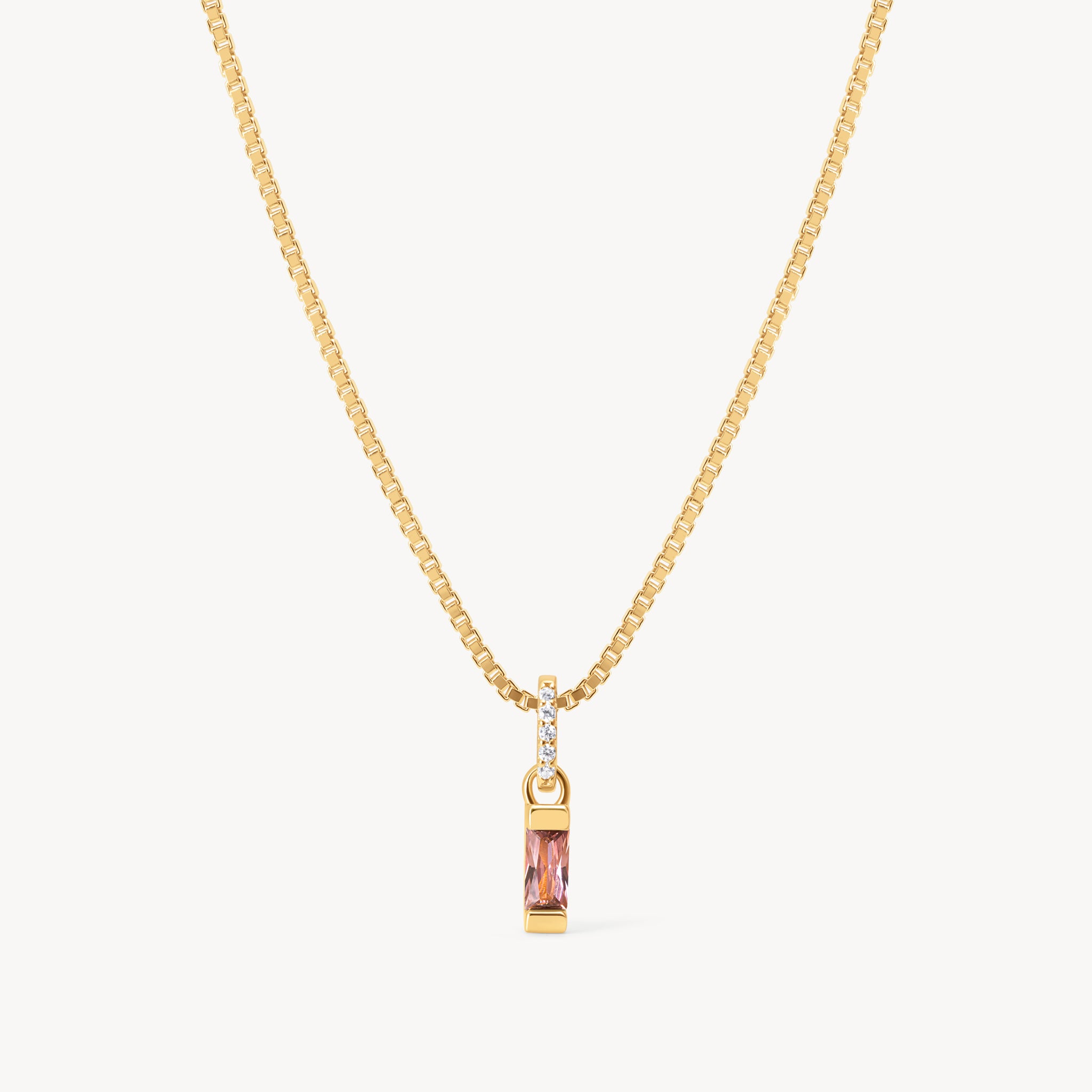 June Gold Birthstone Baguette Necklace