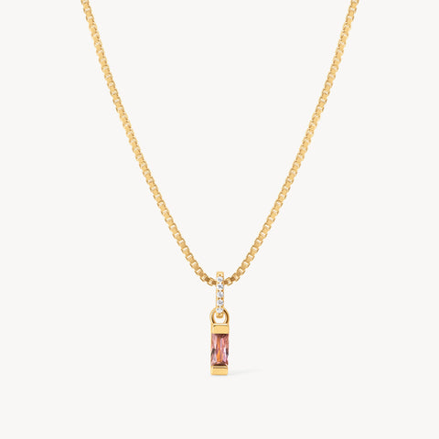 June Gold Birthstone Baguette Necklace