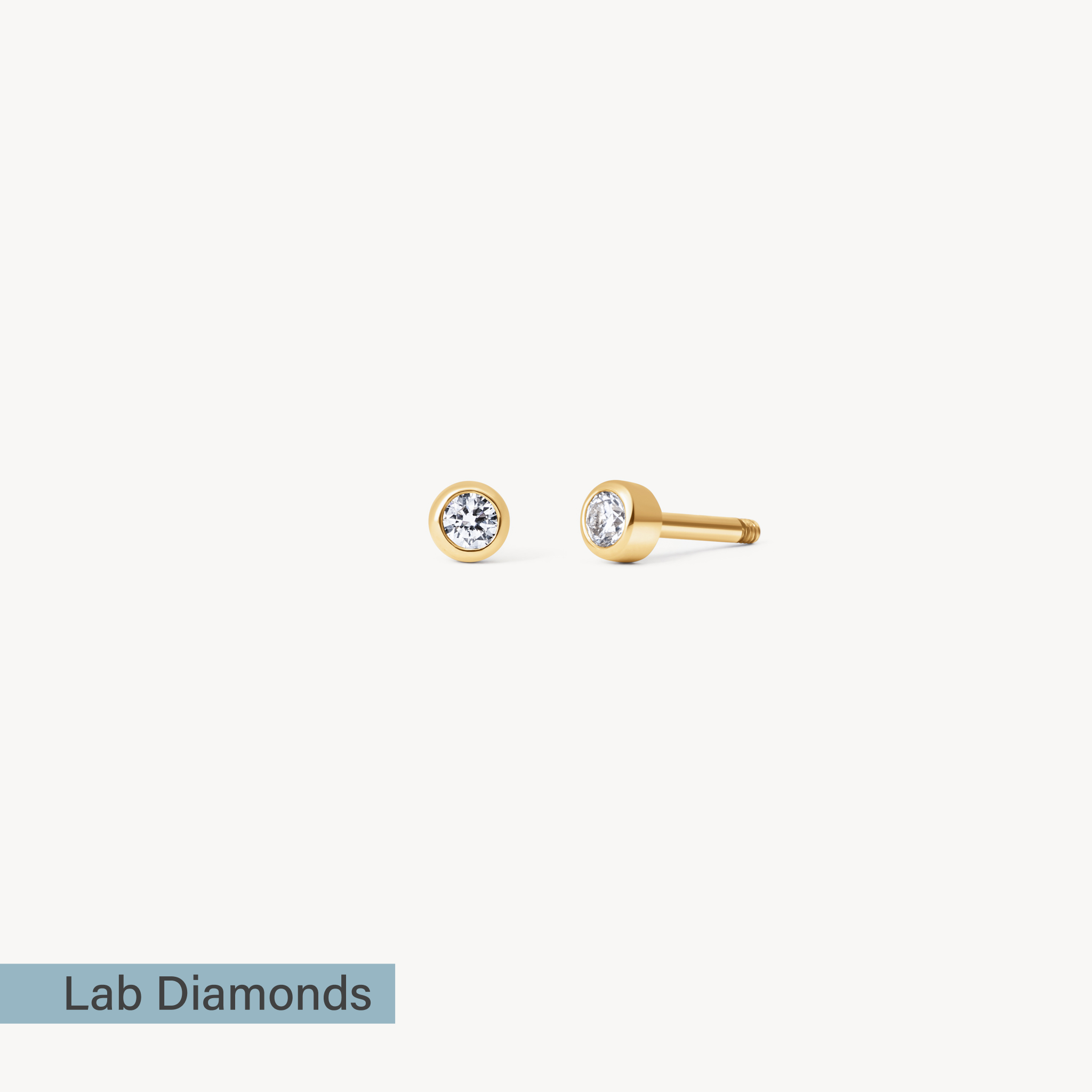 Lab Diamond Mini Bezel Stud Earrings