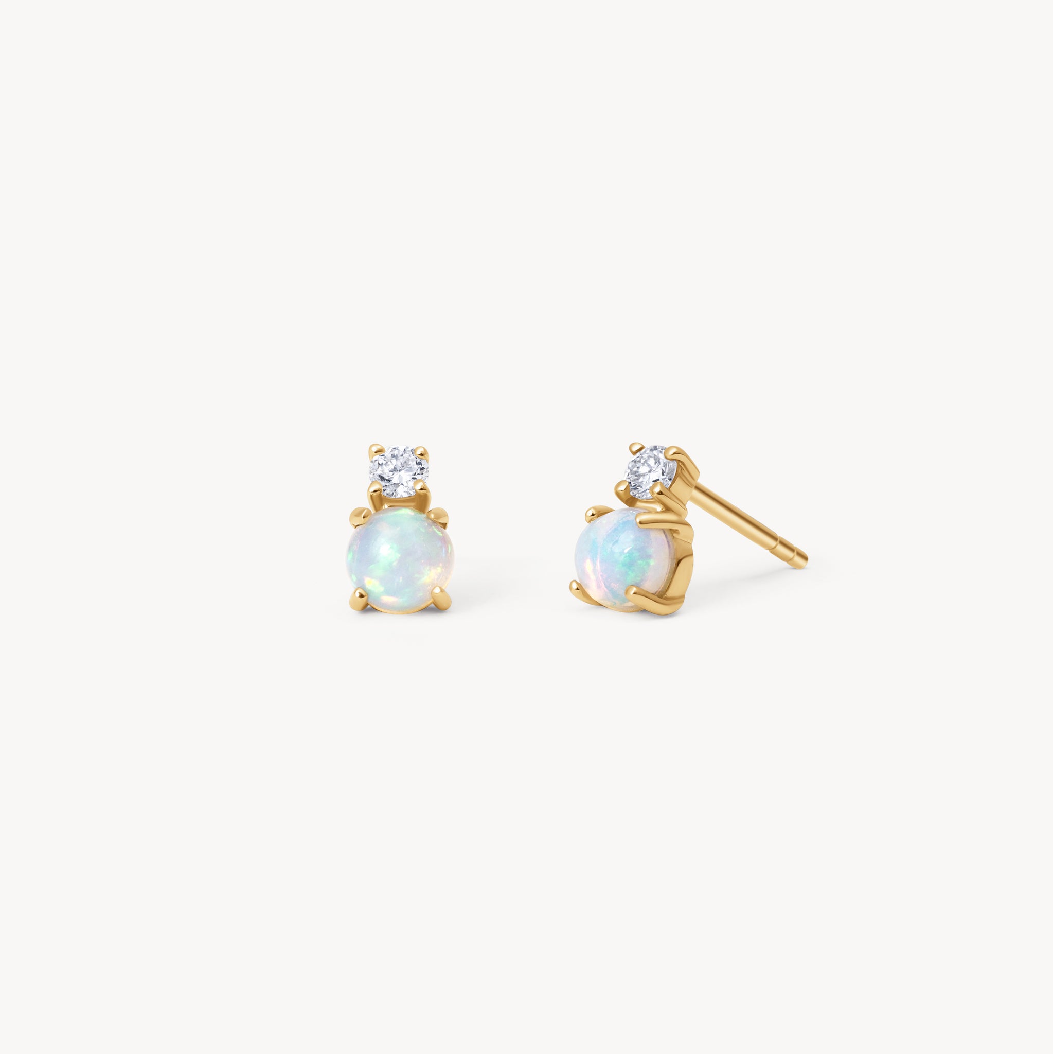 Lab Diamond & Opal Mini Stud Earrings