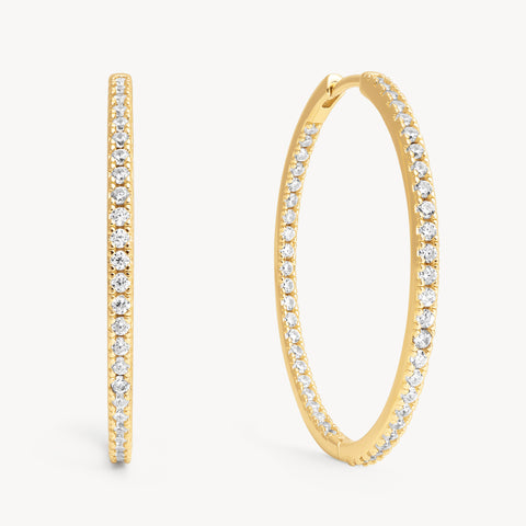 Gold Large Pavé Hoop Earrings
