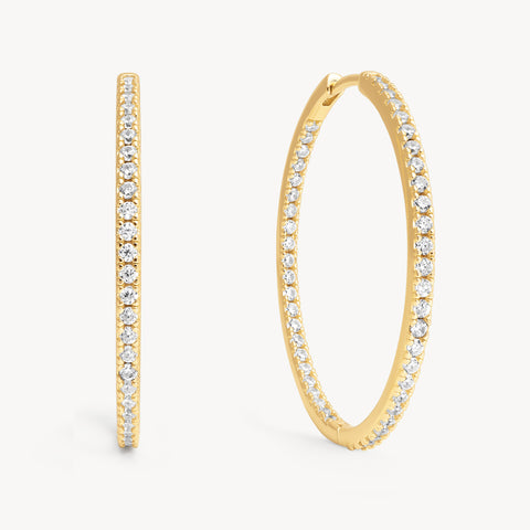 Gold Large Pavé Hoop Earrings