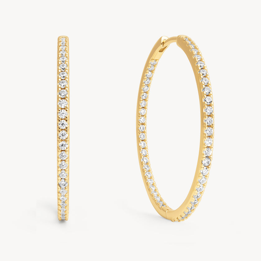 Gold Large Pavé Hoop Earrings
