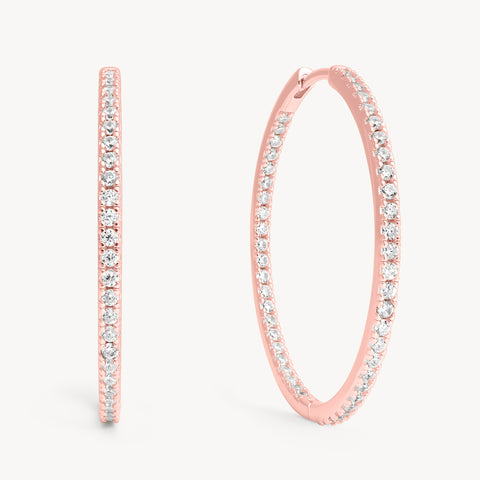Rose Gold Large Pavé Hoop Earrings