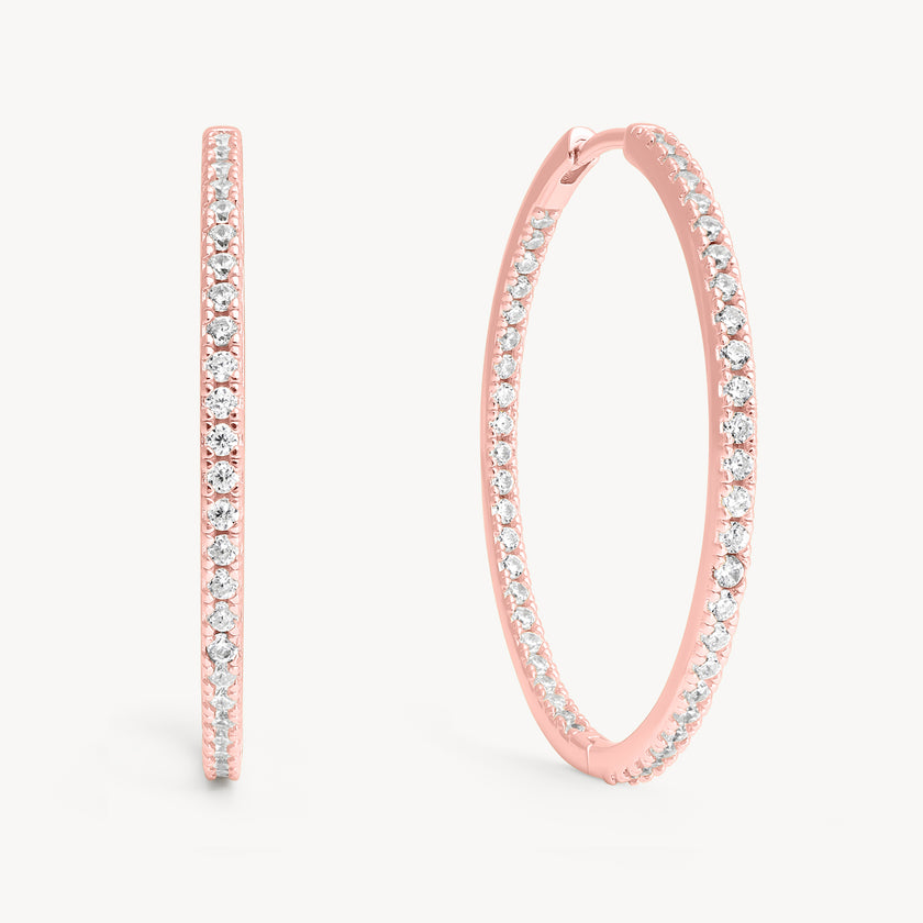 Rose Gold Large Pavé Hoop Earrings