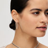 Silver Large Pavé Hoop Earrings on model