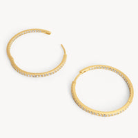 Gold Large Pavé Hoop Earrings laying flat and open