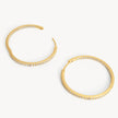 Gold Large Pavé Hoop Earrings laying flat and open
