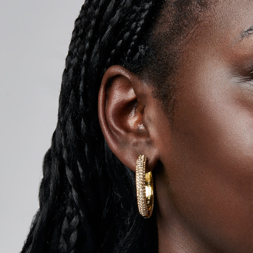 Soft Gold Large Sparkle Hoop Earrings