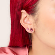 Holiday Stud Earring Trio Prismatic Pink on model