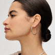 Silver Lightweight Statement Hoop Earrings on model