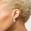 Link Up Hoop Earrings Silver on model