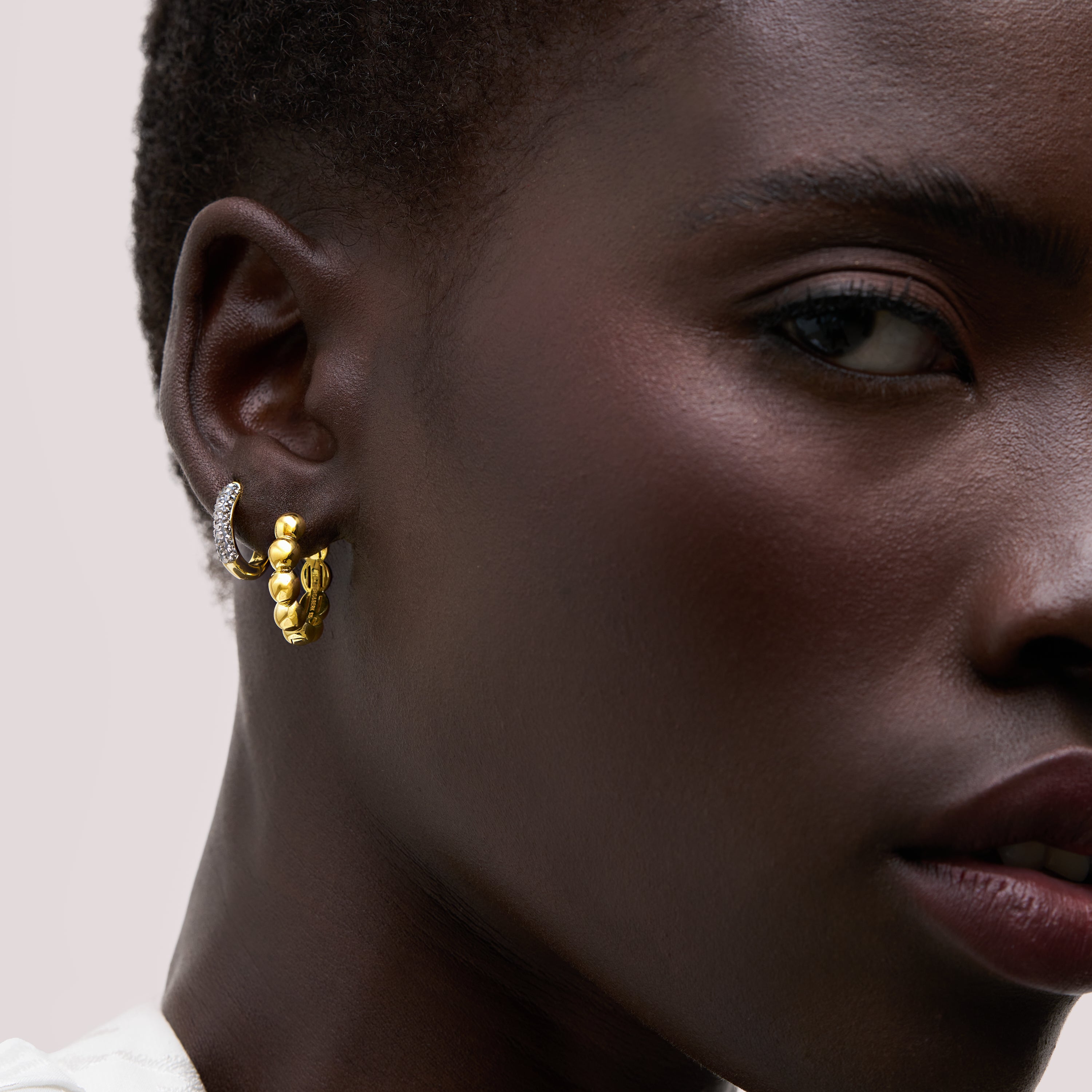 Bubbly Hoop Earrings on model