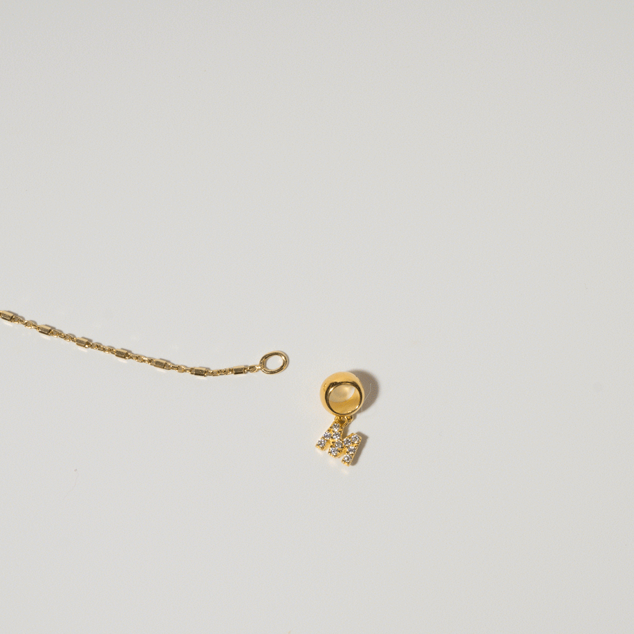 14k Gold Vermeil Pavé Letter Bead Charm