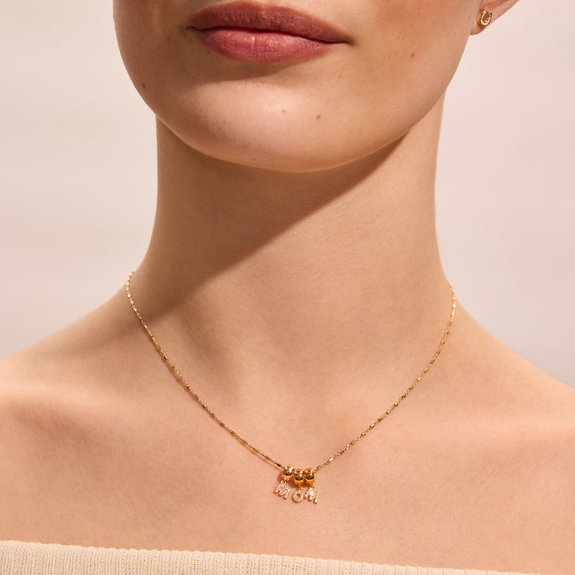 Pavé Mom Necklace on model