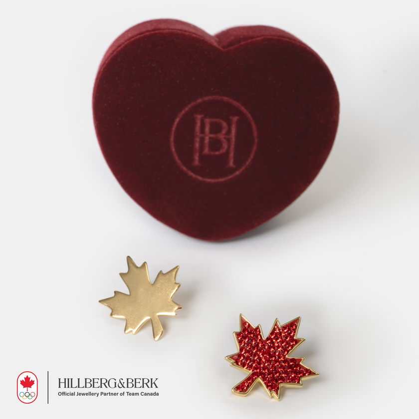 Maple Leaf Brooch & Sparkle Heart Brooch