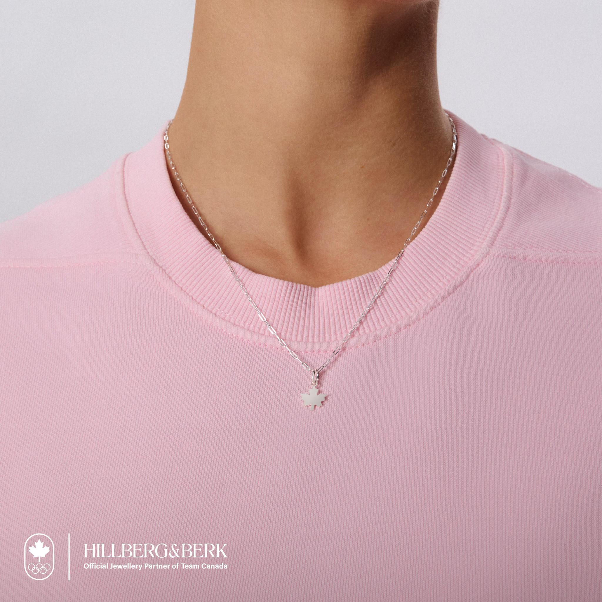 Maple Leaf Necklace in Silver on model