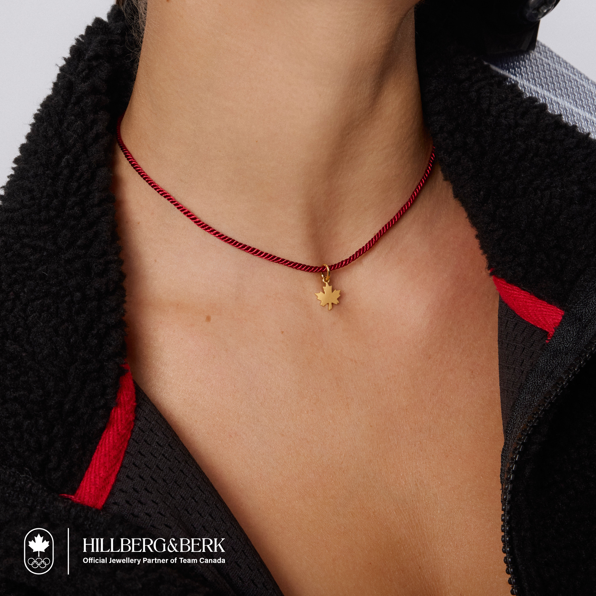 Maple Leaf Corded Necklace on model