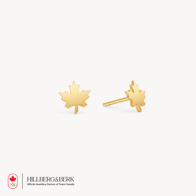 Maple Leaf Stud Earrings in Gold