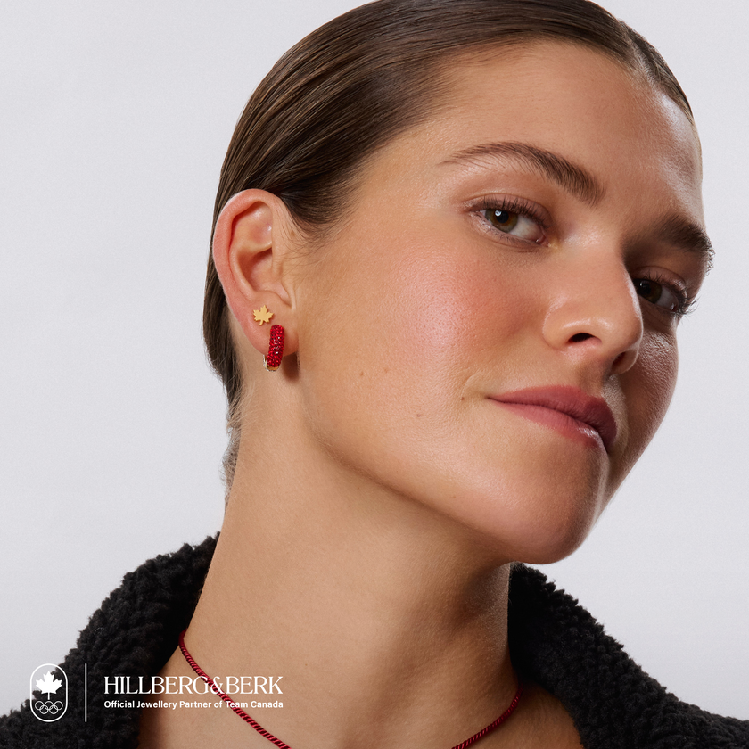 Maple Leaf Stud Earrings on model