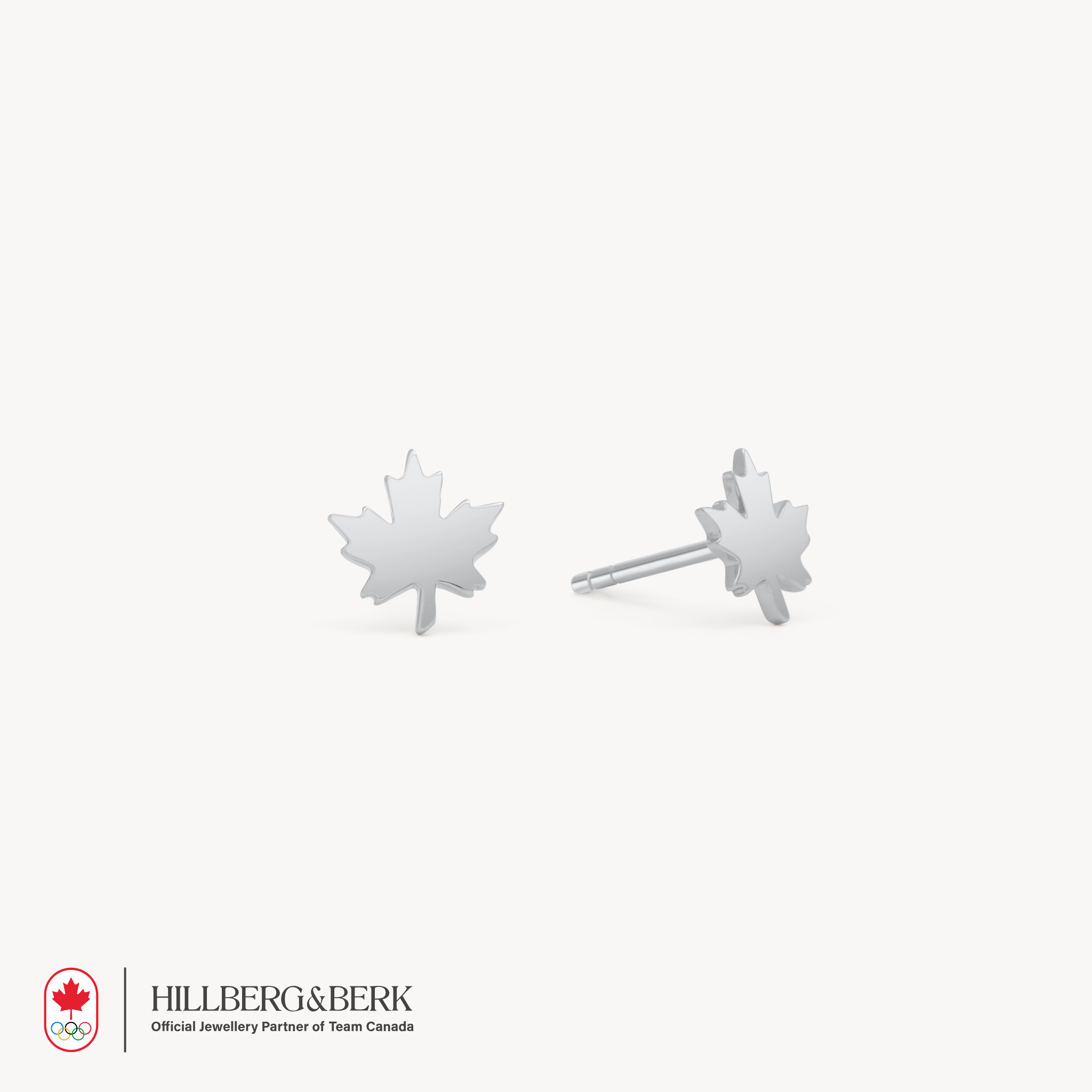 Maple Leaf Stud Earrings in Silver