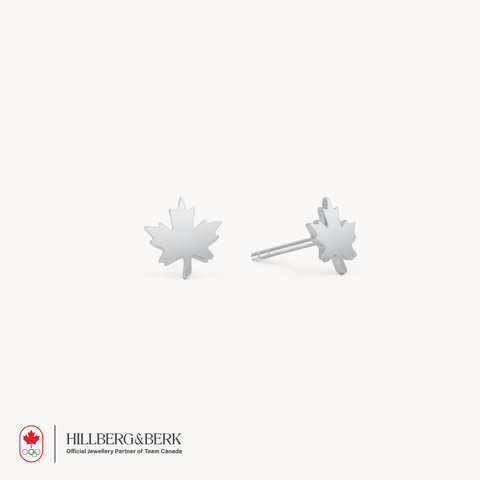 Maple Leaf Stud Earrings in Silver