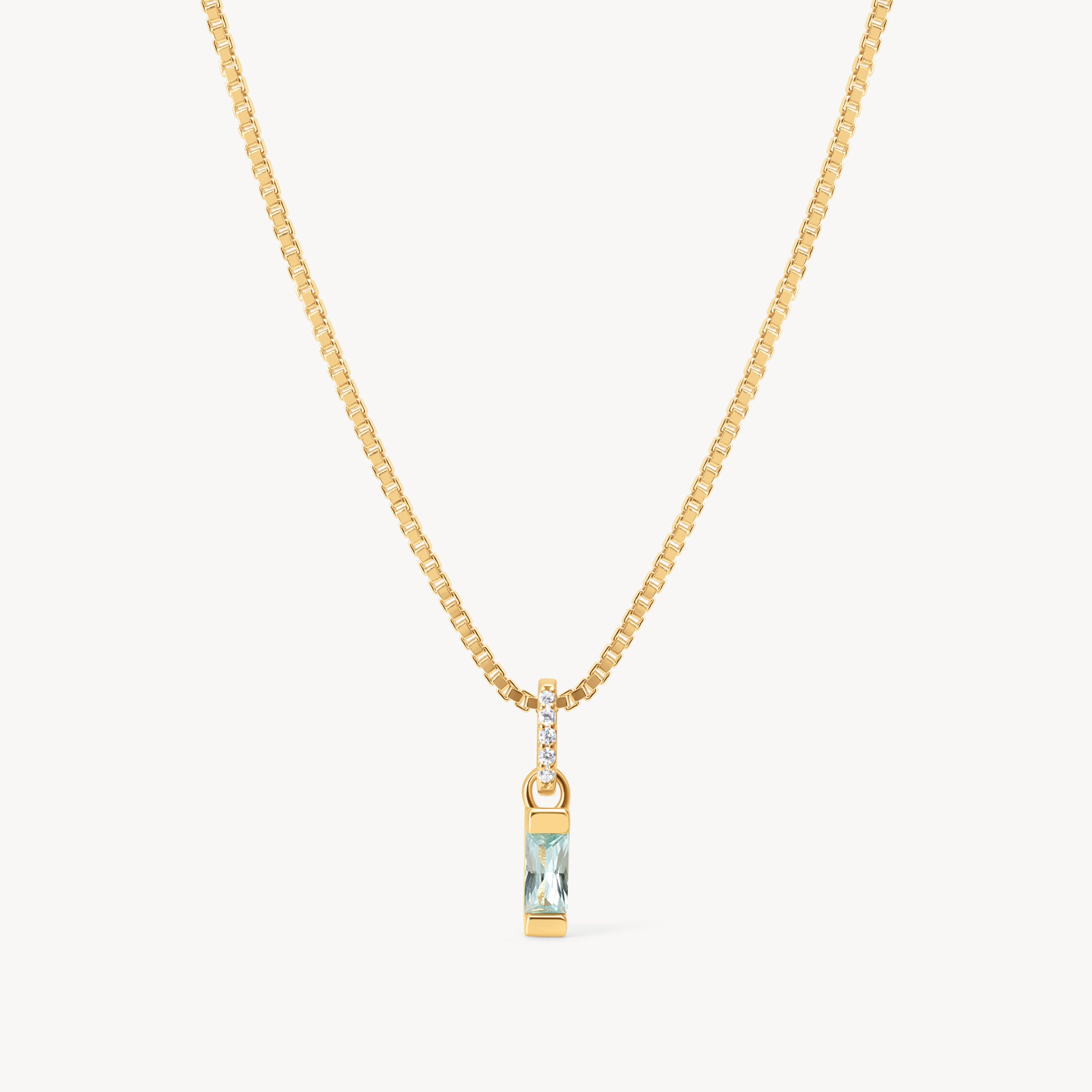 Gold March Birthstone Baguette Necklace