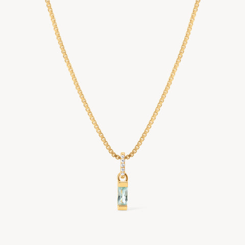 Gold March Birthstone Baguette Necklace