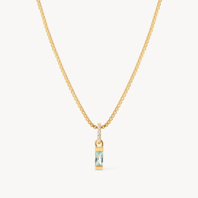 Gold March Birthstone Baguette Necklace