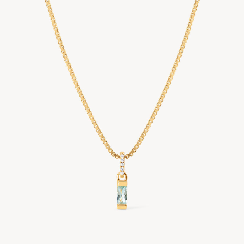Gold March Birthstone Baguette Necklace