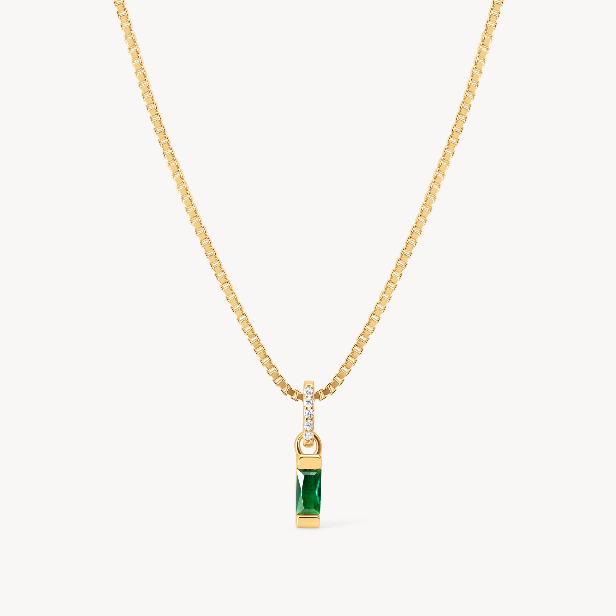 May Gold Birthstone Baguette Necklace