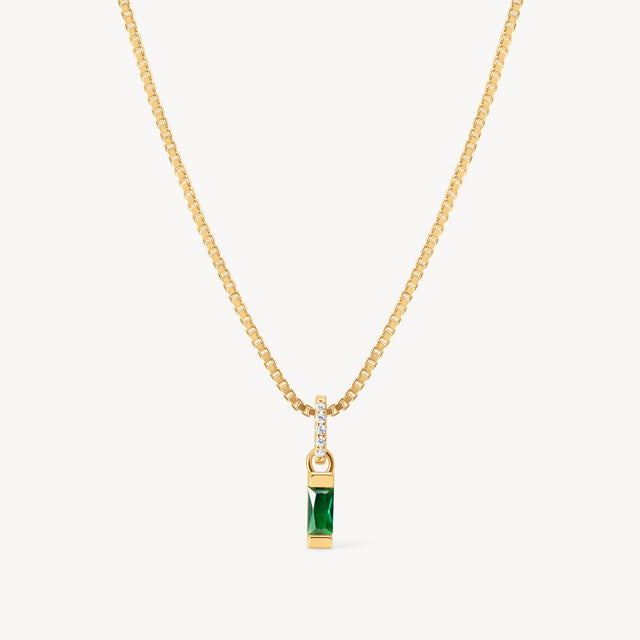 May Gold Birthstone Baguette Necklace