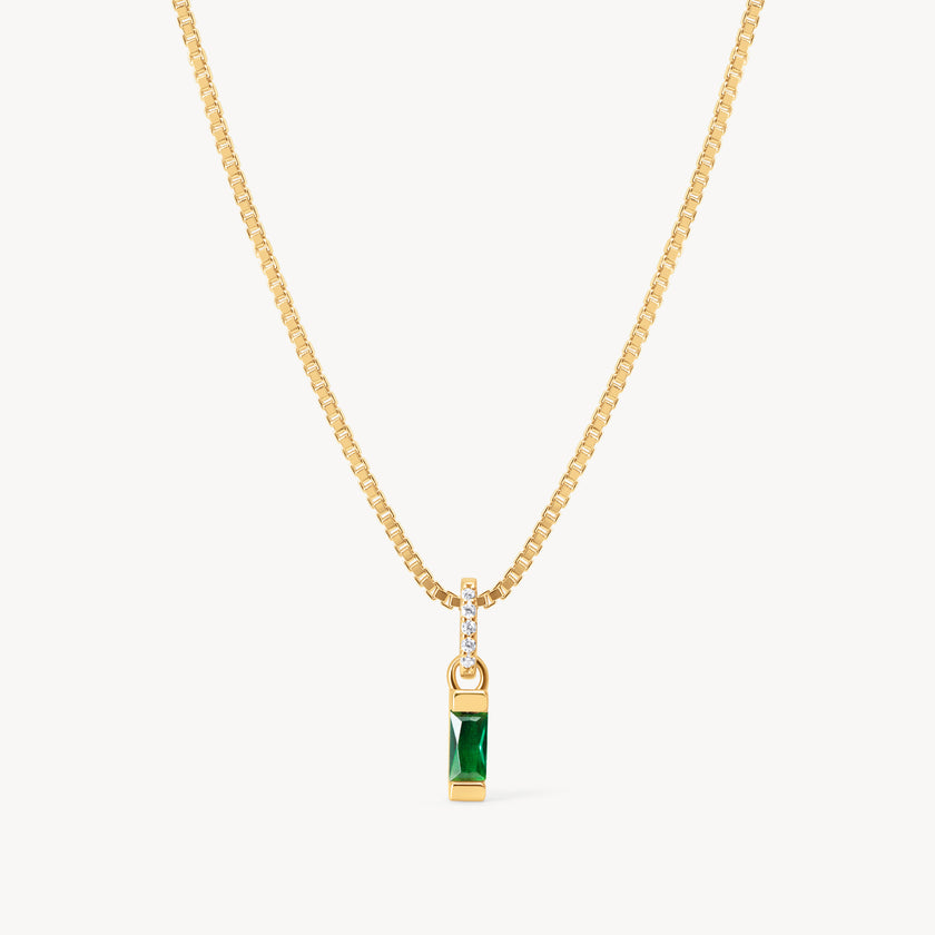 May Gold Birthstone Baguette Necklace