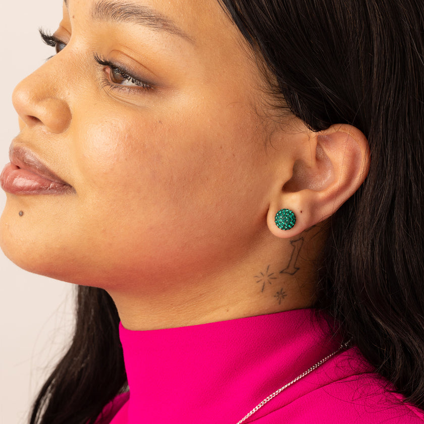 10mm Birthstone Sparkle Ball™ Stud Earrings May on model