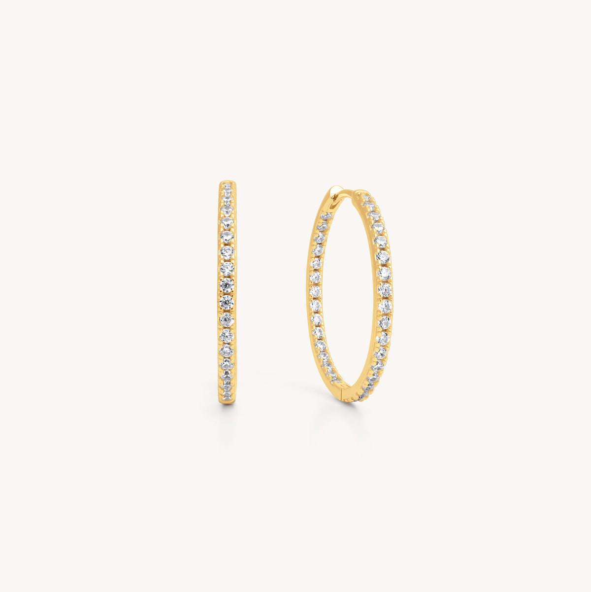 Gold Medium Pavé Hoop Earrings
