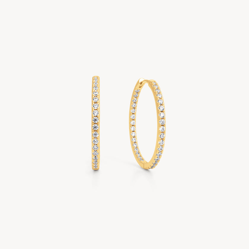 Gold Medium Pavé Hoop Earrings