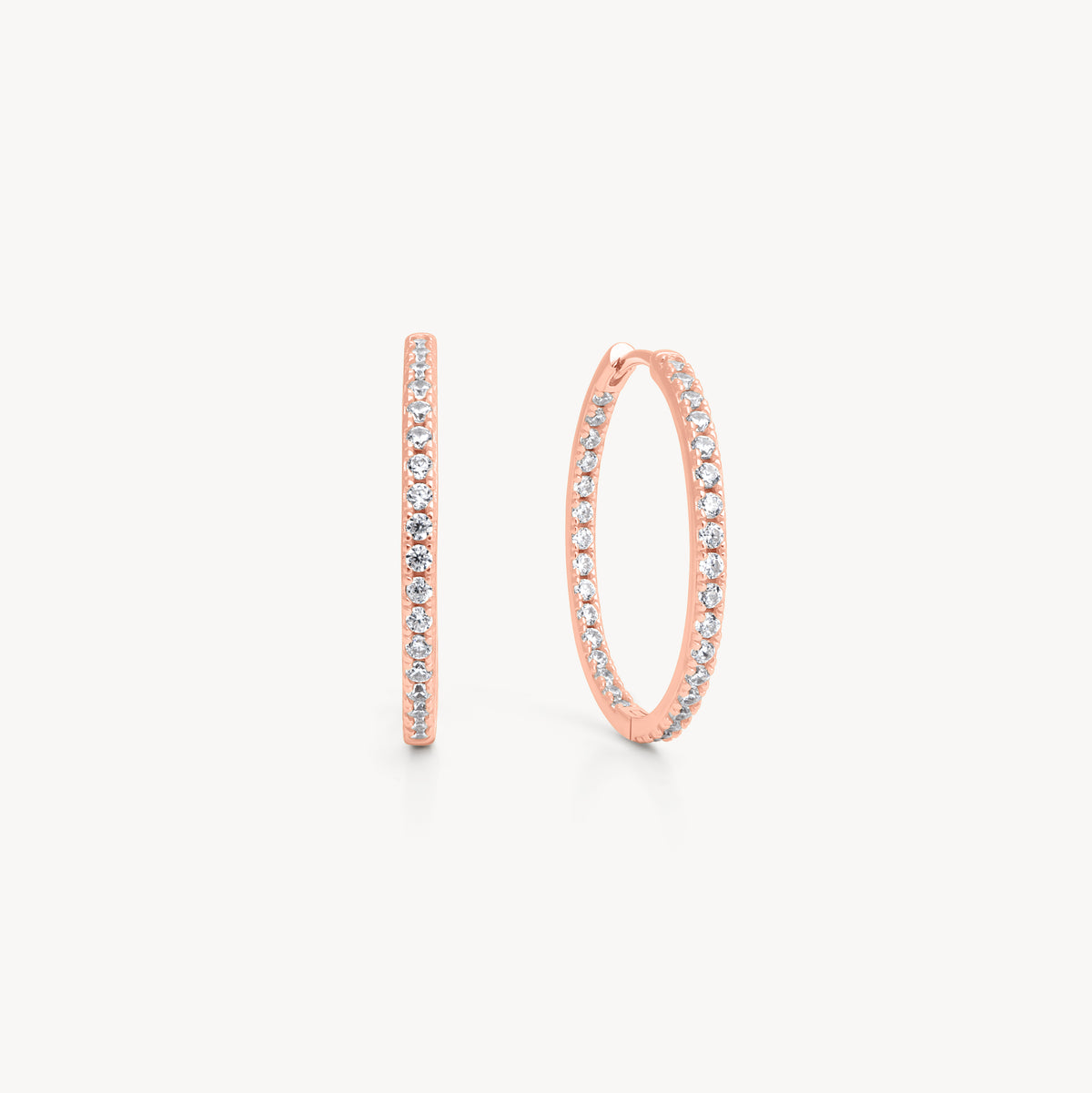 Rose Gold Medium Pavé Hoop Earrings