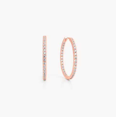 Rose Gold Medium Pavé Hoop Earrings
