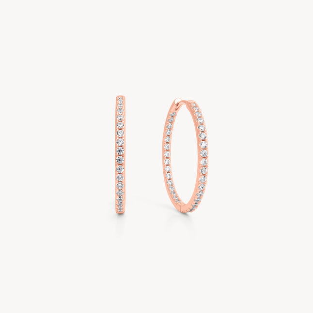 Rose Gold Medium Pavé Hoop Earrings
