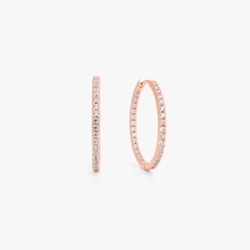 Rose Gold Medium Pavé Hoop Earrings