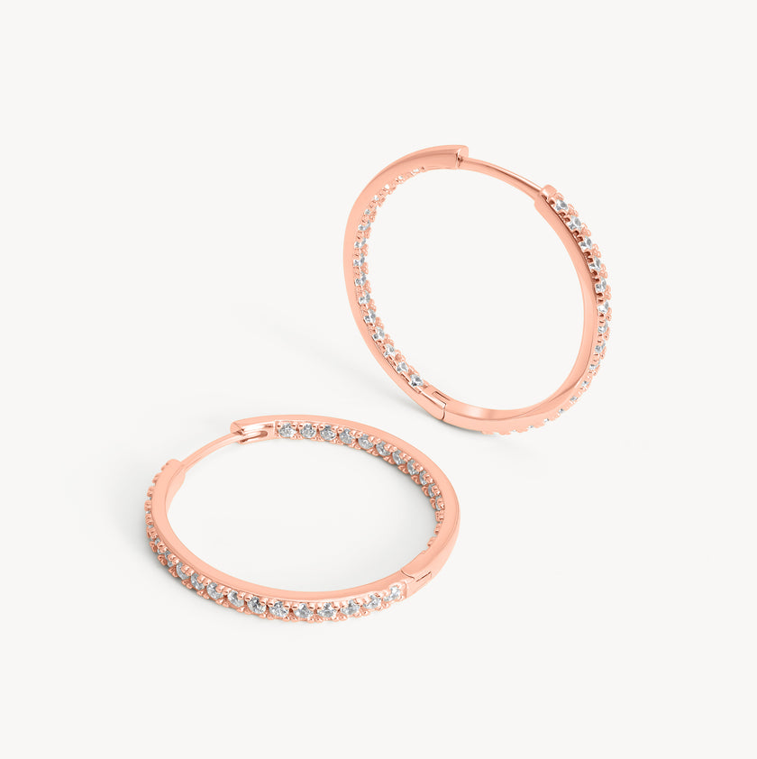 Rose Gold Medium Pavé Hoop Earrings