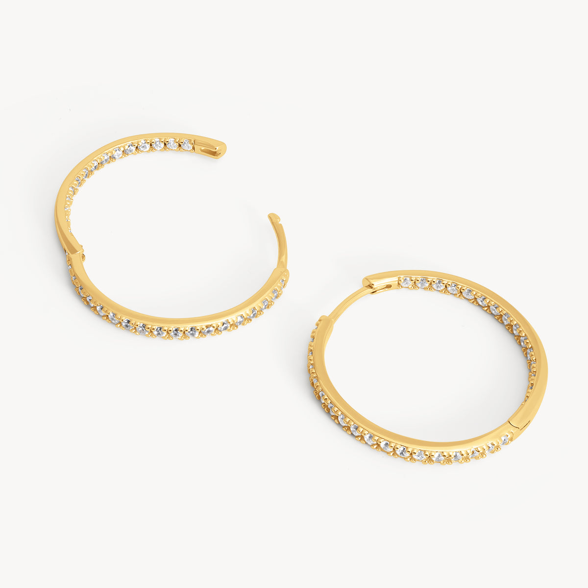 Gold Medium Pavé Hoop Earrings