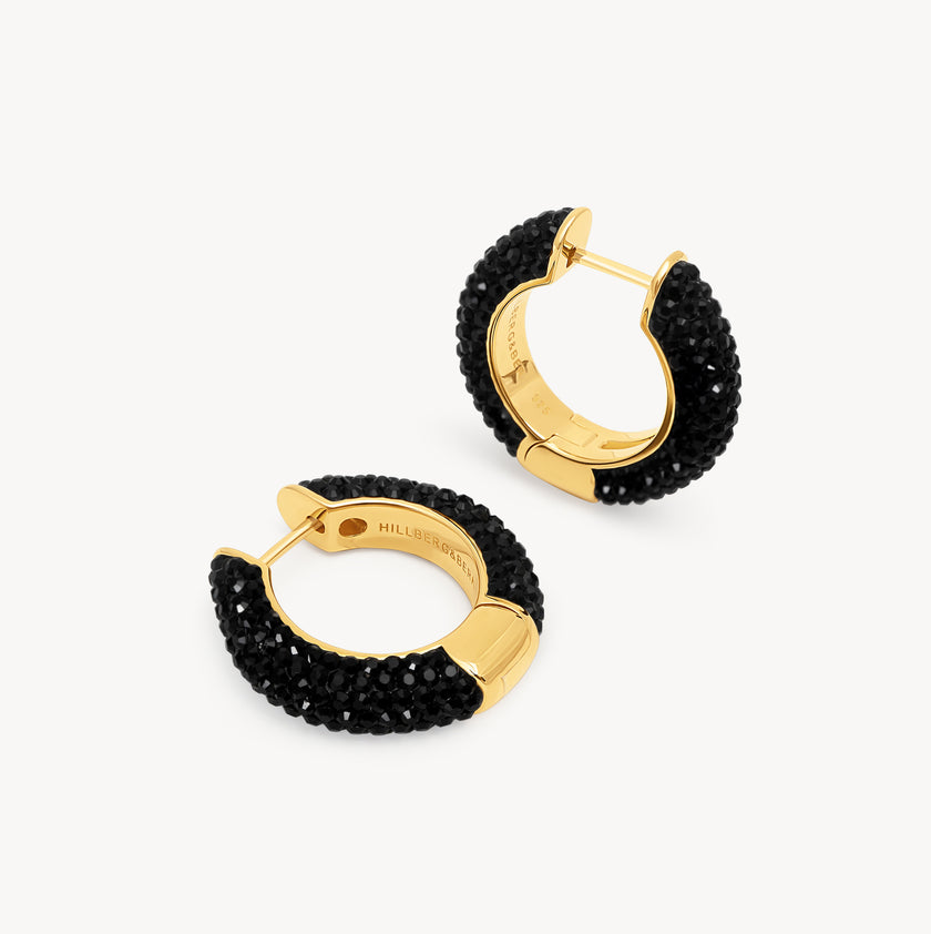 Black Medium Sparkle Hoop Earrings