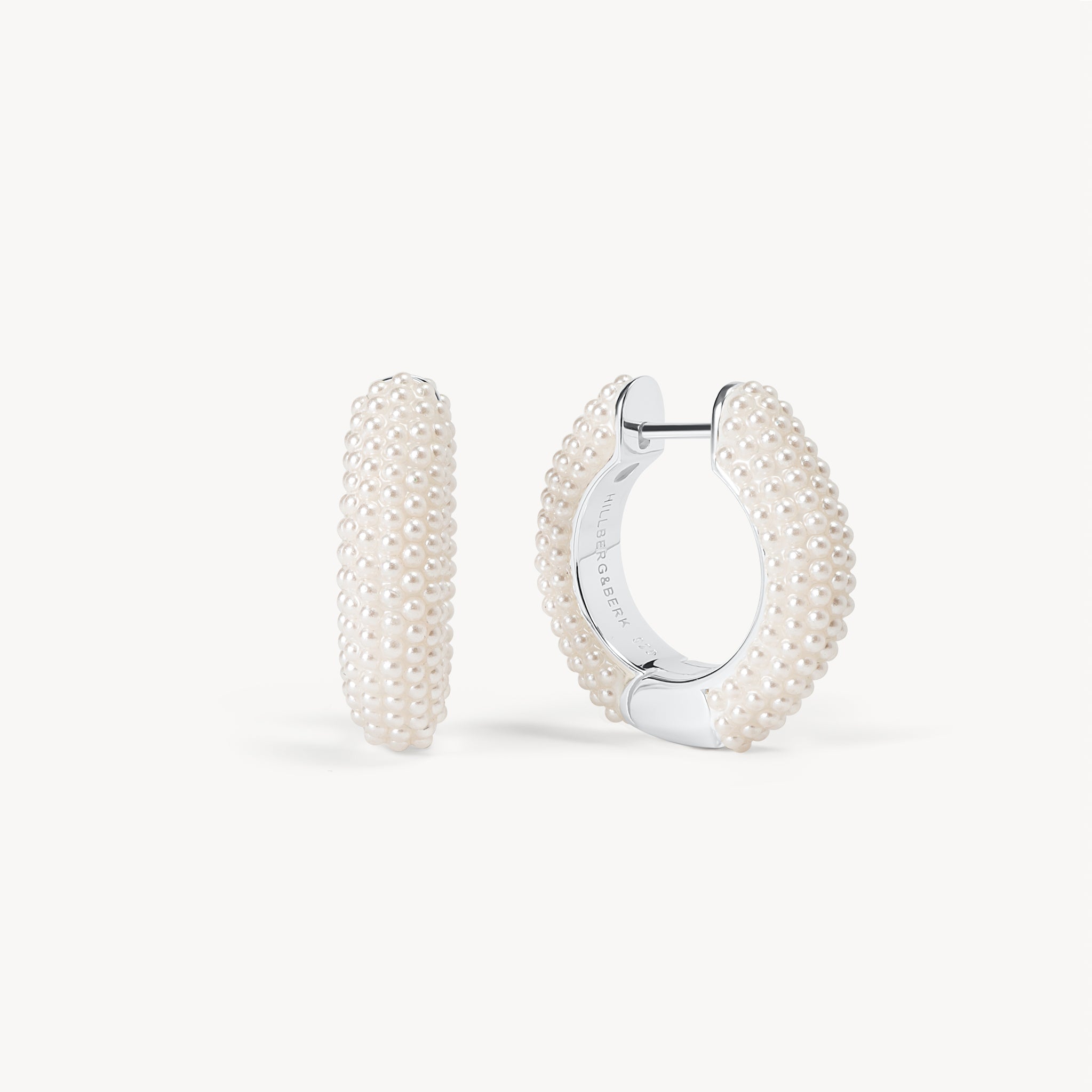 White Pearl Hoop Earrings