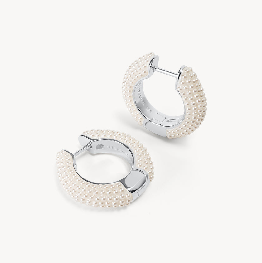White Pearl Hoop Earrings