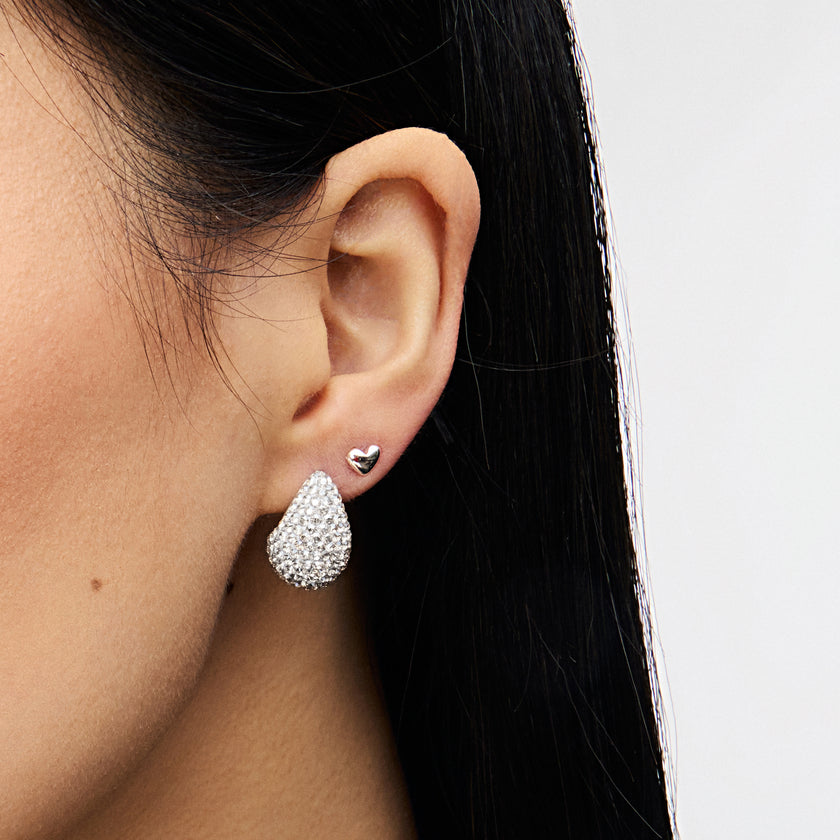 Mini Dream Puff™ Sparkle Stud Earrings in White