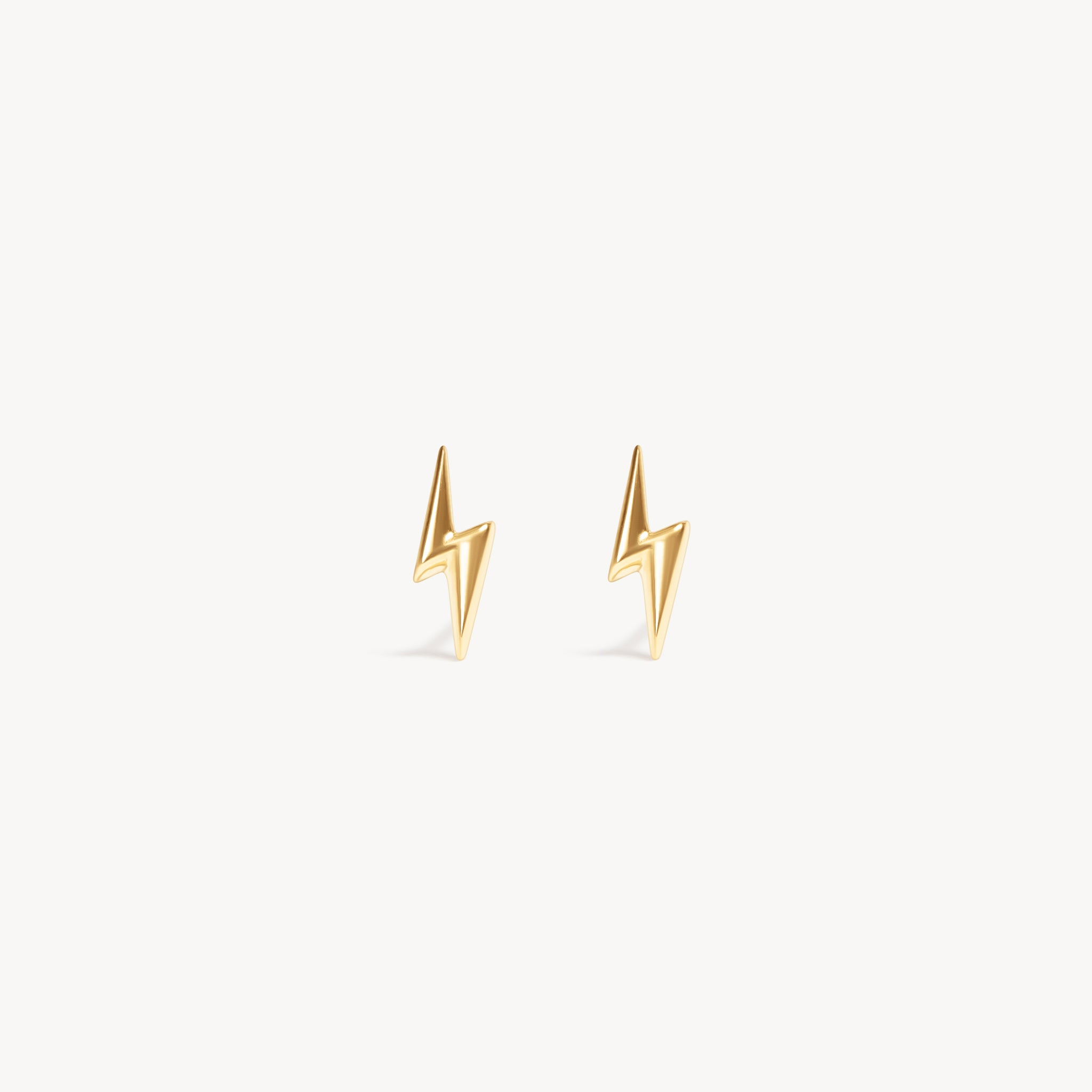 Mini Metal Lightning Stud Earrings Gold Pair 