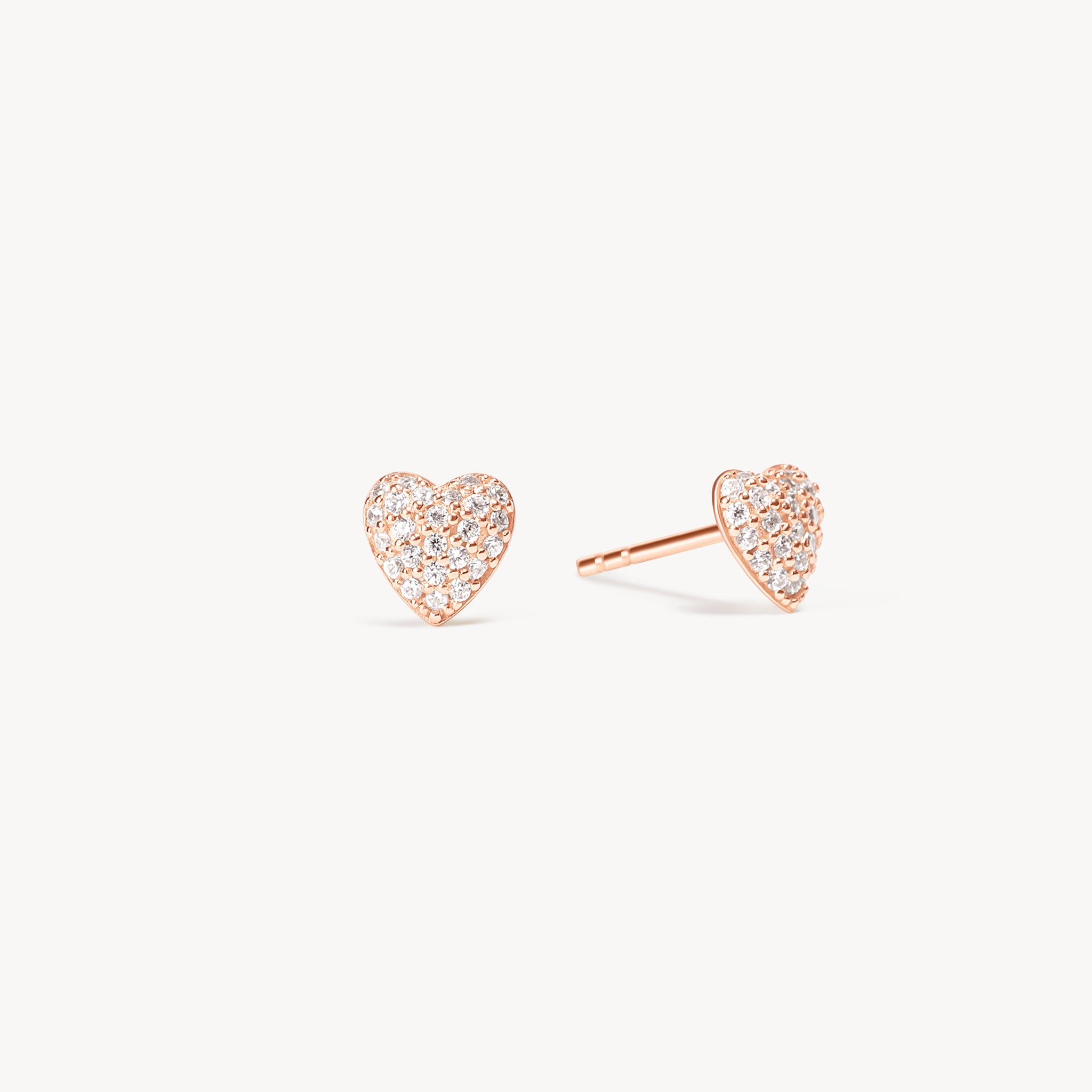 Mini Pavé Heart Stud Earrings Rose Gold